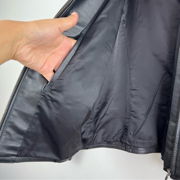 Danier Authentic Black Zip Up Genuine Leather Moto Biker Jacket Women - Picture 15 of 16